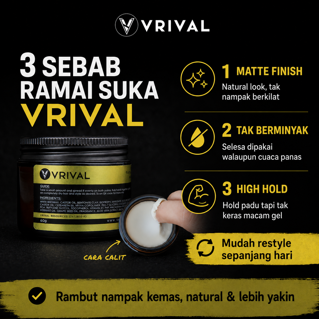 Clay Pomade by VRIVAL | 60g