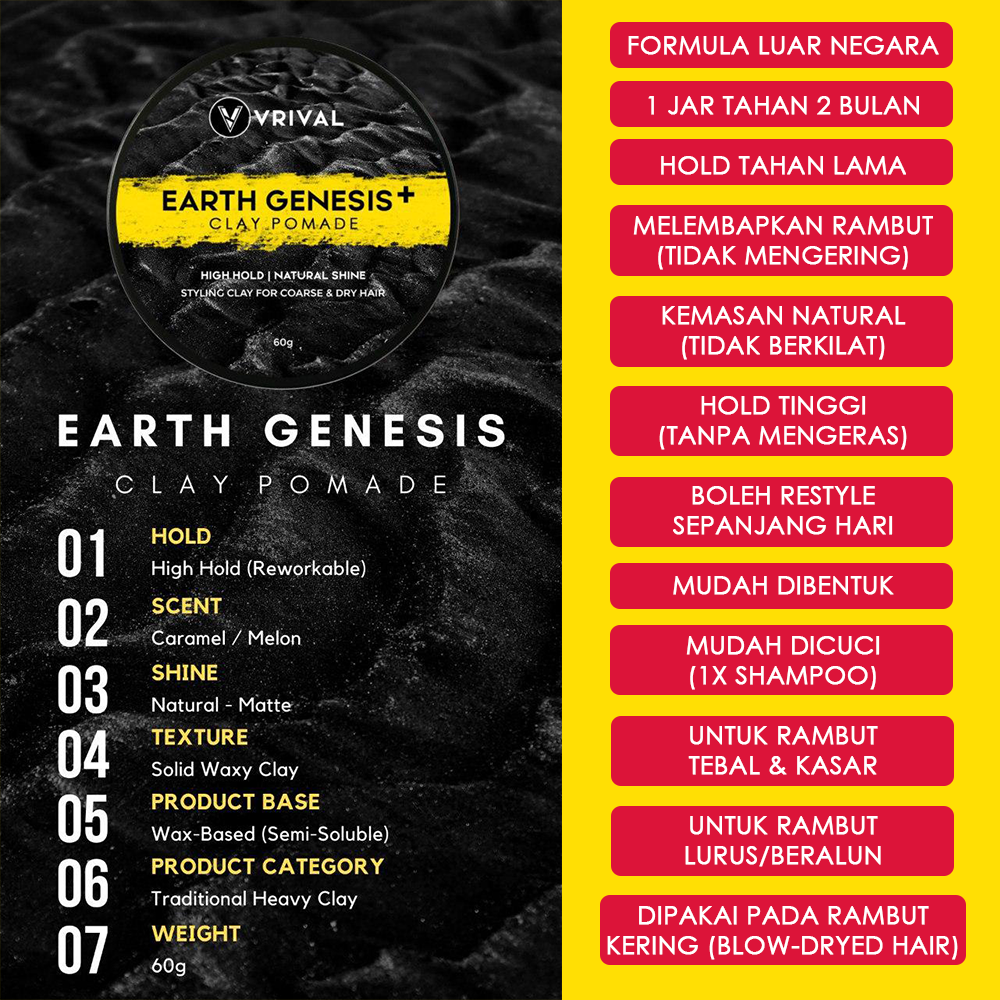 TRIAL PACK | Earth Genesis Clay Pomade by VRIVAL | 14g