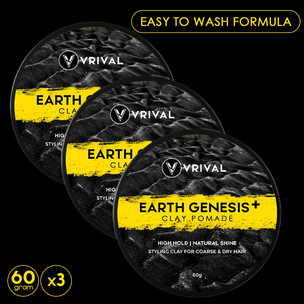 TRIPLE DEAL X3 | Earth Genesis Clay Pomade by VRIVAL | 60g