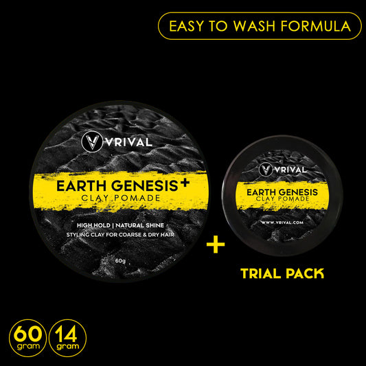 Regular 60g + Trial Pack 14g | Earth Genesis Clay Pomade by VRIVAL